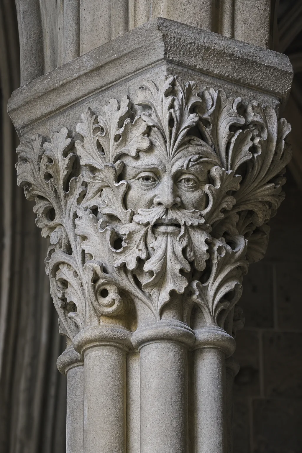 Concept visualisation of a foliate green-man capital.